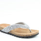 Heavenly Feet Crocus2 Silver Womens Toe Post Faux Jewels Sandals