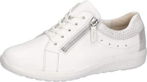 Waldlaufer 634002 317 663 K-Ira Hirsch Doti Bufa Weiss Silber Wome K Fitting Zip Up Lace Up H Fitting Trainers