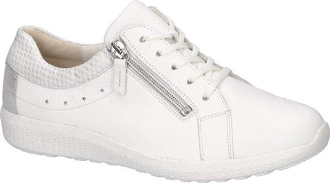 Waldlaufer 634002 317 663 K-Ira Hirsch Doti Bufa Weiss Silber Wome K Fitting Zip Up Lace Up H Fitting Trainers