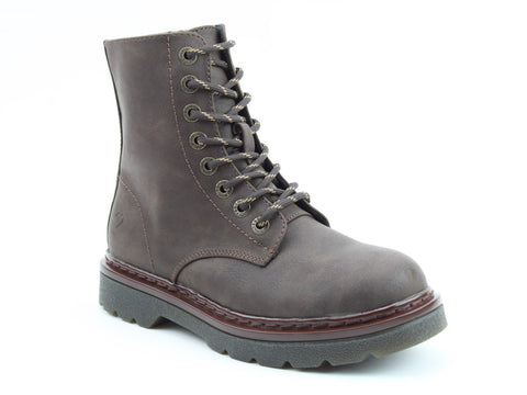 Heavenly Feet Justina2 NBK Faux Nubuck Bark Womens Lace Up Zip Up Ankle Boots