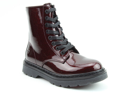 Heavenly Feet Justina2 Glitter Burgundy Womens Lace Up Zip Up Ankle Boots