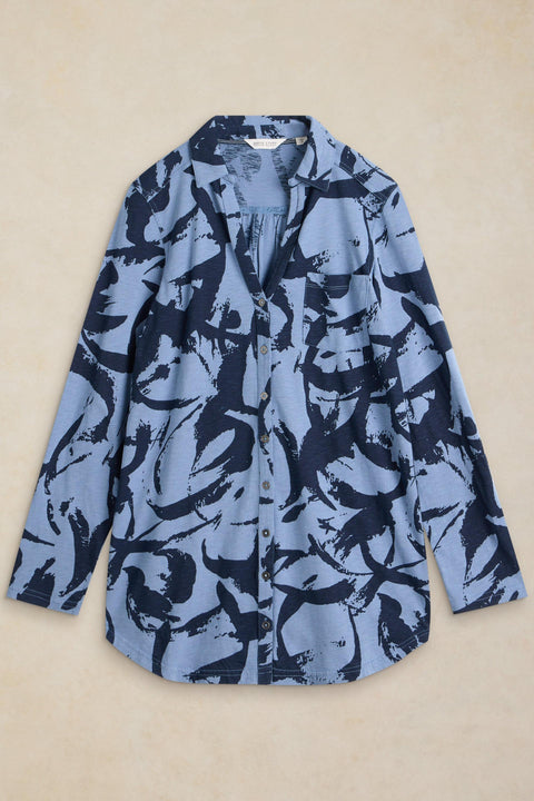 White Stuff Annie Blue Print Longline Shirt