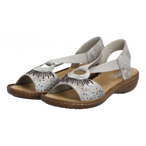 Rieker 60880-90 Rose Metallic Womens Slip On Sandals
