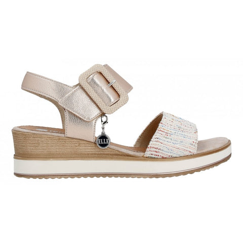 Remonte D6453-31 Weiss-Multi Womens Touch Fastening Wedge Sandals