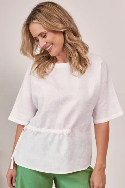 See Saw Drawstring Top White