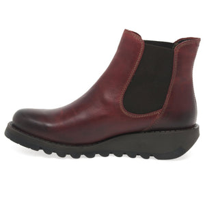 Fly London Salv Rug Wine Womens Casual Leather Ankle Boots