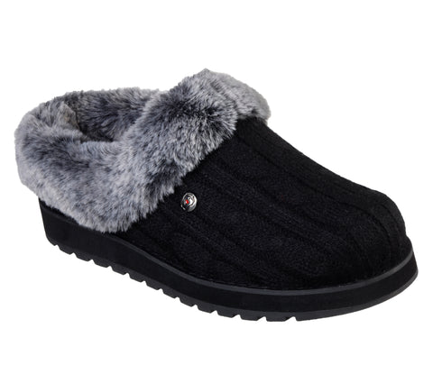 Skechers 31204/BLK Black Womens Bobs Keepsakes Comfort Soft Slip On Mule Slippers