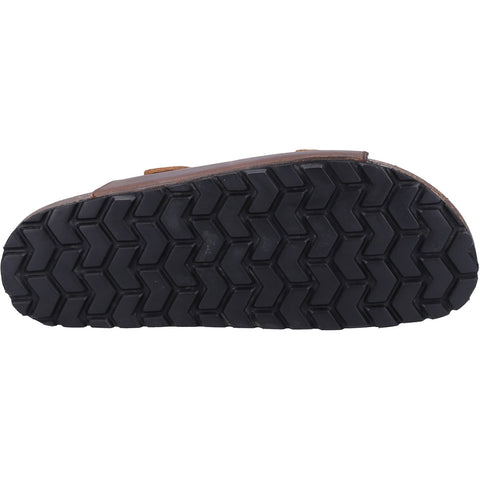 Hush Puppies Nash Brown Mens Casual Comfort Slip On Leather Sandals