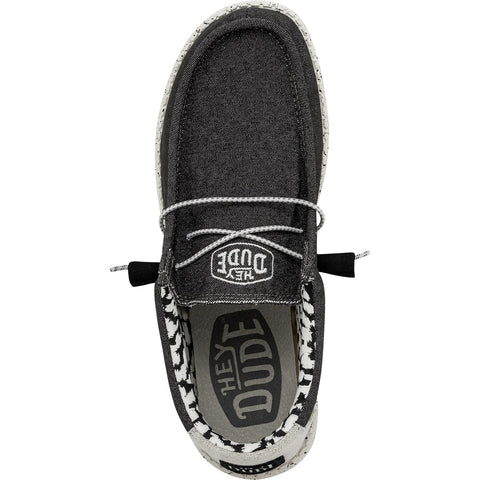 Dude Wally Stretch Opal Black Mens Casual Comfort Elastic Lace Slip On Shoes