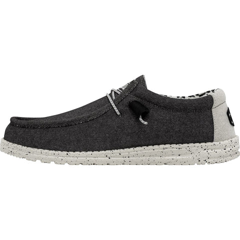 Dude Wally Stretch Opal Black Mens Casual Comfort Elastic Lace Slip On Shoes