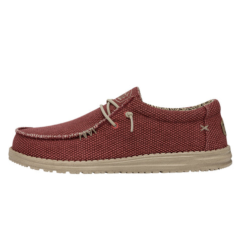 Hey Dude Wally Braided Pompeian Red Men's Slip On Organic Cotton Canvas Shoes