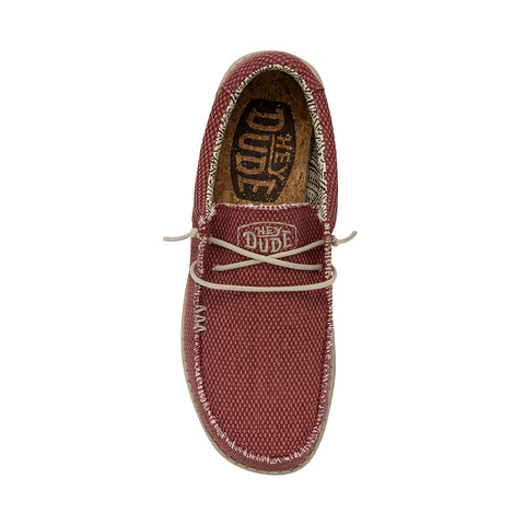 Hey Dude Wally Braided Pompeian Red Men's Slip On Organic Cotton Canvas Shoes
