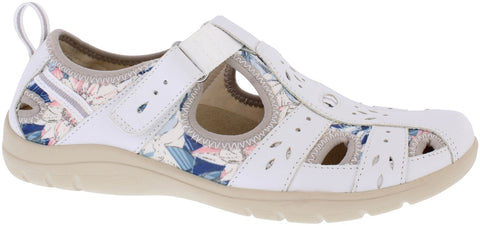 Free Spirit Cleveland White Multi Womens Casual Touch Fastening Suede Shoes
