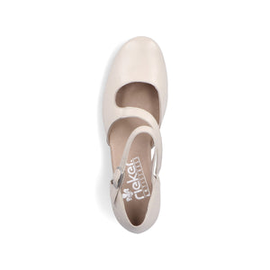 Rieker 41780-80 Cream Womens Casual Comfort Leather Heel