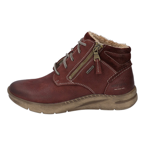 Josef Seibel Conny 52 Bordeaux Womens Lightweight Casual Comfort Leather Lace Up Boots