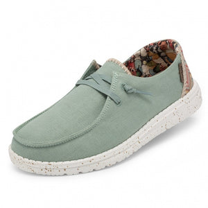 Dude Wendy Chambray Aloe Women's Slip On Canvas Relaxed Fit Shoes