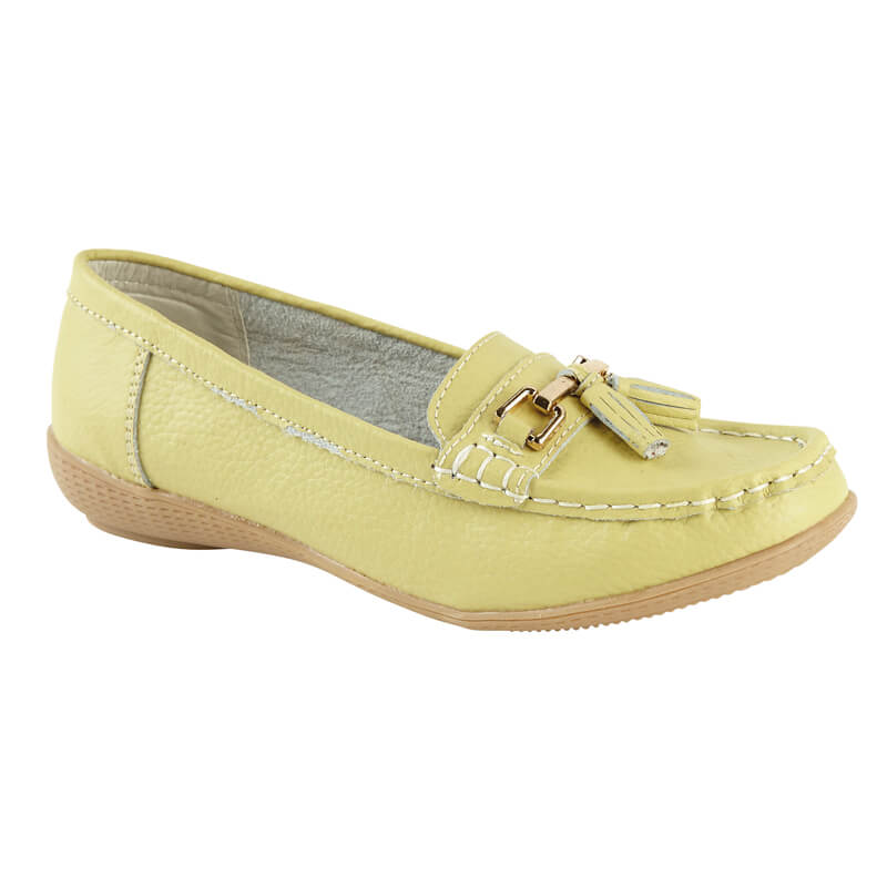 Jo Joe Nautical Lime Women s Slip On Leather Loafers Moccasins Casua The Shoe Centre