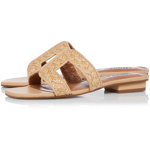 Dune Loupe Raffia Natural Womens Comfort Sliders
