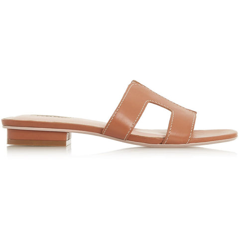 Dune Loupe Tan Leather Womens Comfort Sliders