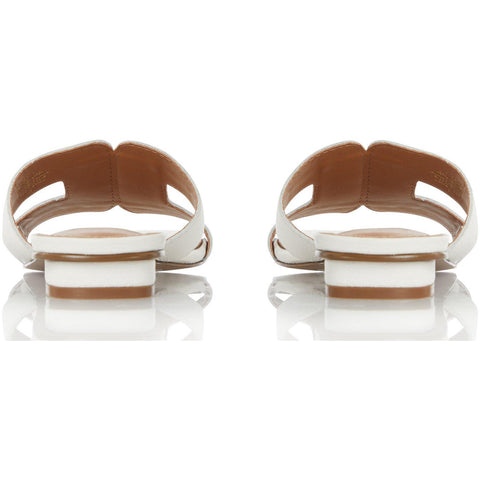 Dune Loupe White Leather Womens Comfort Sliders