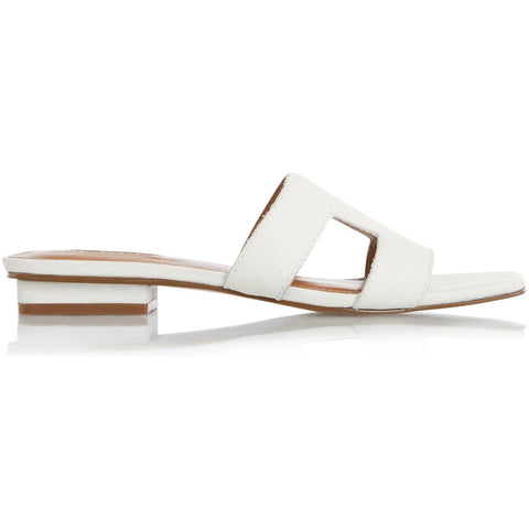 Dune Loupe White Leather Womens Comfort Sliders