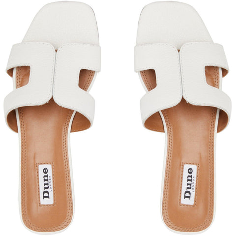 Dune Loupe White Leather Womens Comfort Sliders