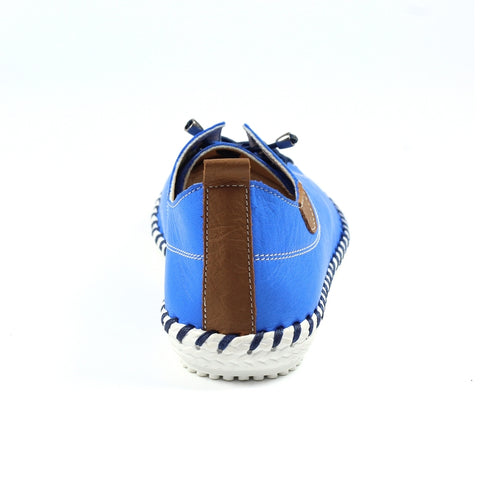 Lunar FLE030 St Ives Cobalt Blue Womens Casual Comfort Leather Elastic Lace Trainers