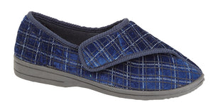 Zedzzz MS492C George Navy Mens Washable Hook and Loop Slippers
