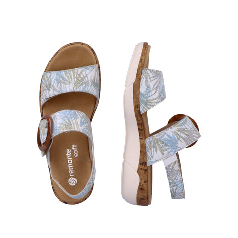 Remonte R6853-92 White/Blue Womens Casual Comfort Buckled Sandals