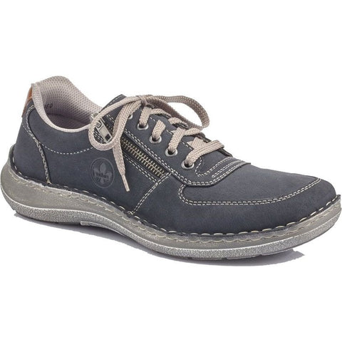 Rieker 03030-14 Blue Mens Casual Comfort Lace Up Side Zip Wide Fit Shoes