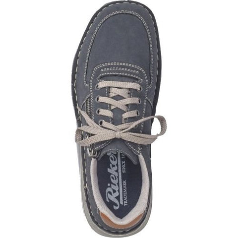 Rieker 03030-14 Blue Mens Casual Comfort Lace Up Side Zip Wide Fit Shoes