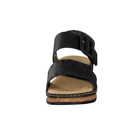 Rieker 62950-00 Black Casual Comfort Slingback Platform Wedge Sandals