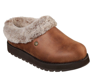 Skechers 31214/BRN Brown Womens Comfort Soft Slip On Mule Slippers