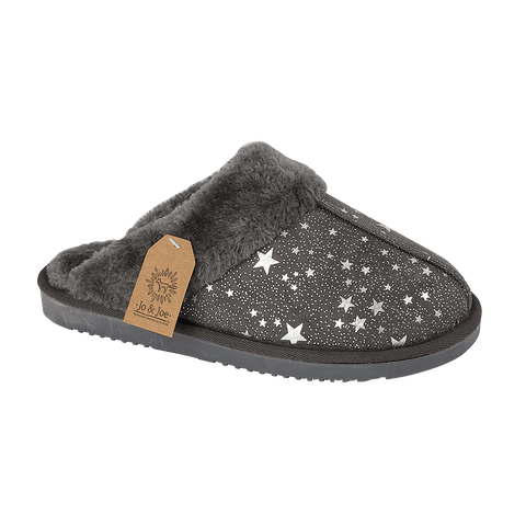 Jo & Joe Tiggi Dark Grey Womens Comfort Slippers