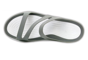 Crocs Swiftwater Sandal Smoke/White Womens Flexible Slip On Multipurpose Sandals
