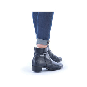 Rieker Y0781-14 Navy Blue Womens Comfort Zip Up Heeled Boots
