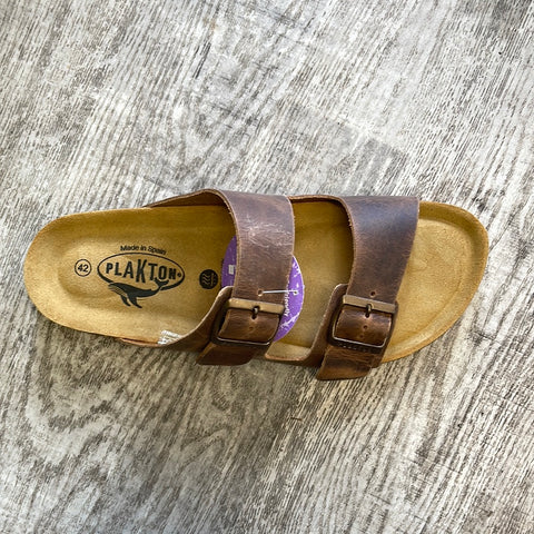Plakton 175857 Barna Roble Mens Casual Slip On Buckled Sandals