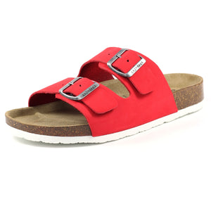 Lazy Dogz Rocco Red Womens Casual Comfort Leather Slip On Sandals