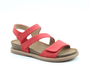 Heavenly Feet Rosaleigh Red Womens Casual Comfort Touch Fastening Sandals