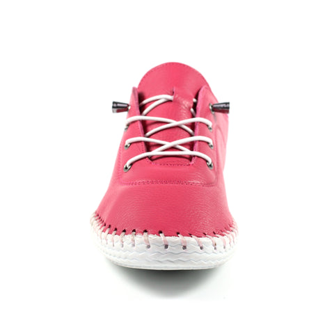 Lunar FLE030 St Ives Rasberry Womens Casual Comfort Leather Lace Up Trainers