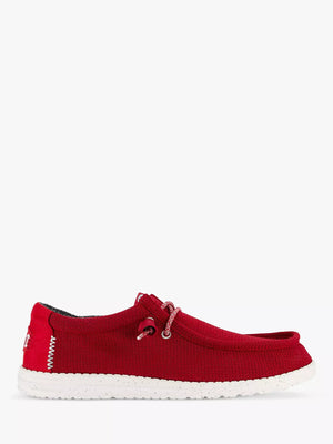 Hey Dude Wally Sport Mesh Dark Red Men's Slip On Organic Cotton Canvas Shoes