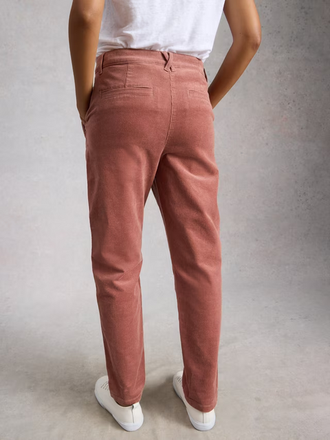 White Stuff Twister Cord Trousers Short Mid Pink
