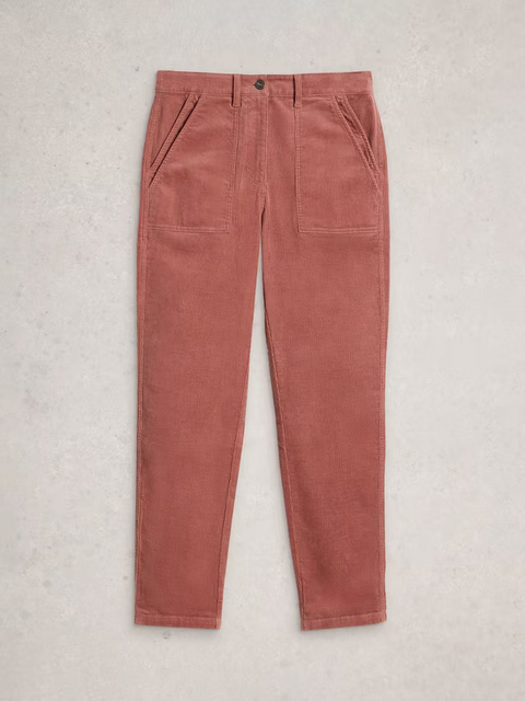 White Stuff Twister Cord Trousers Short Mid Pink
