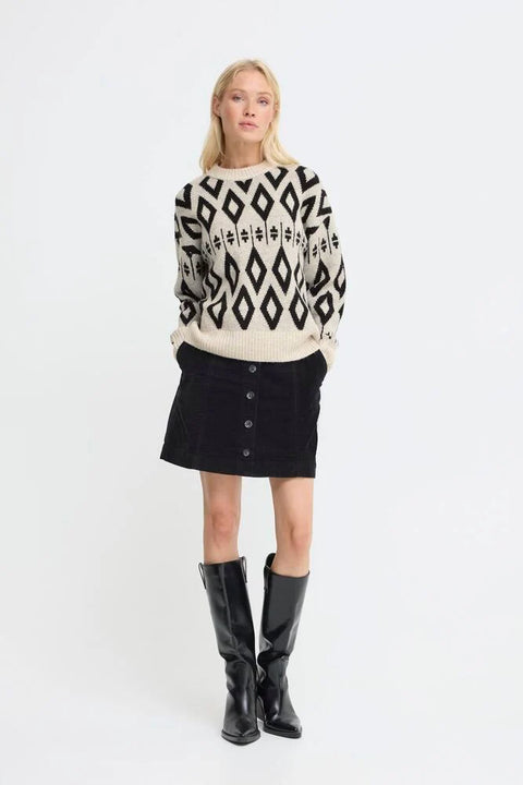 B.YOUNG BYMIRKO JACQUARD JUMPER 20818114 BIRCH MELANGE