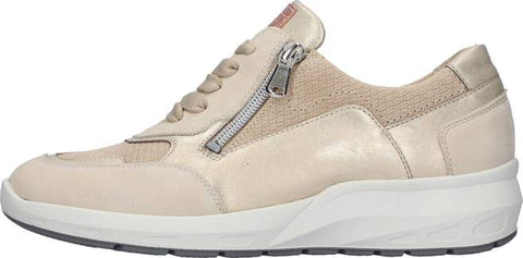 Waldlaufer 831004 500 698 M-Tonia Ausi Fume Master Gio Perl Lightgold Sand Womens M Fitting Zip Up Lace Up H Fitting Leather Trainers