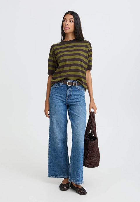 B.YOUNG 20814397 BYMMORLA AVOCADO JAVA STRIPE TSHIRT