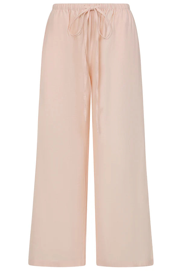 Alice Collins Rose Plain Wide Leg Trousers Chalk Pink