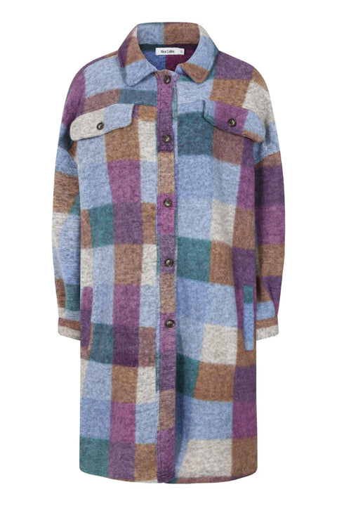 Alice Collins Elle Long Fleece Jacket Fuchsia Check