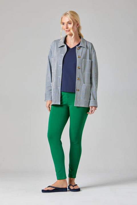 Alice Collins Millie Striped Jacket Wild Oat and Rich Navy