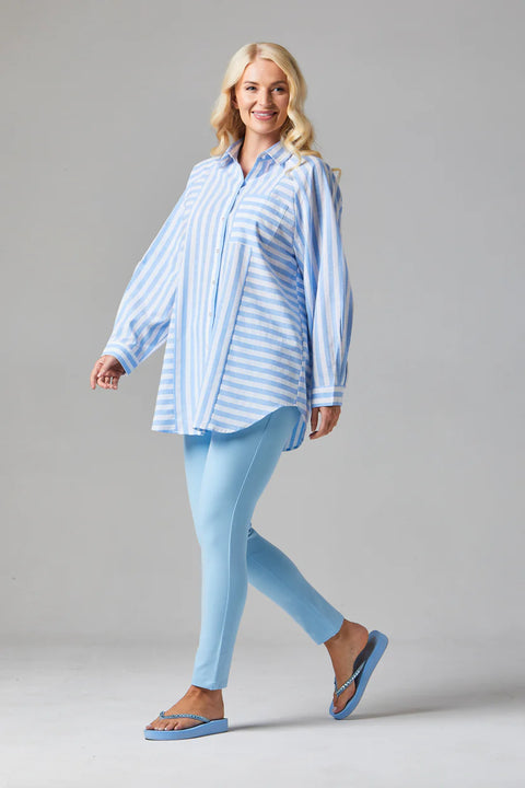 Alice Collins Alison Stripe Shirt Sky/White